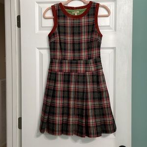 Altar’d State Wool Pleated Plaid Jumper Fully Lined with Velvet Trim Size Small